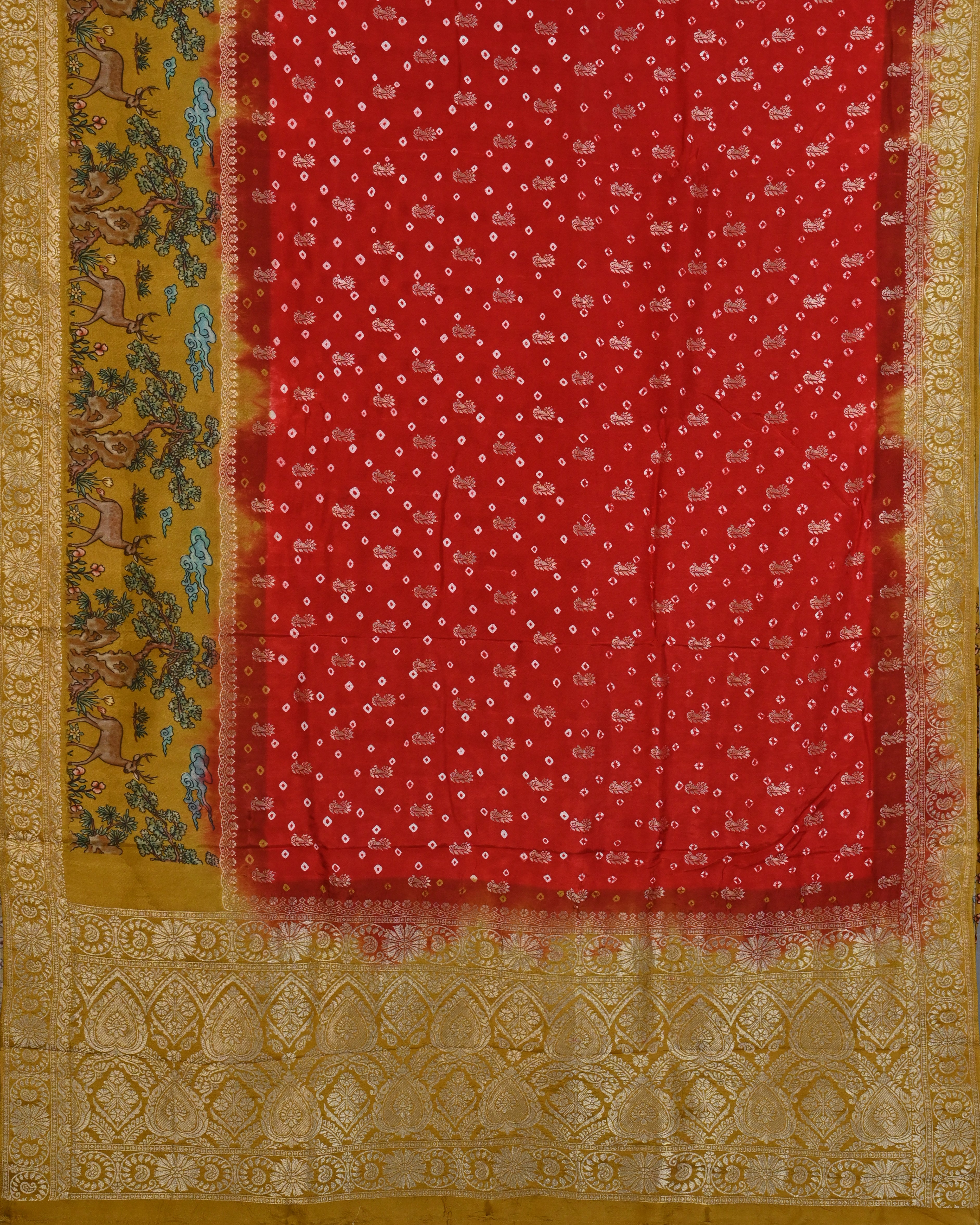 Dola Silk Red Kalamkari Saree