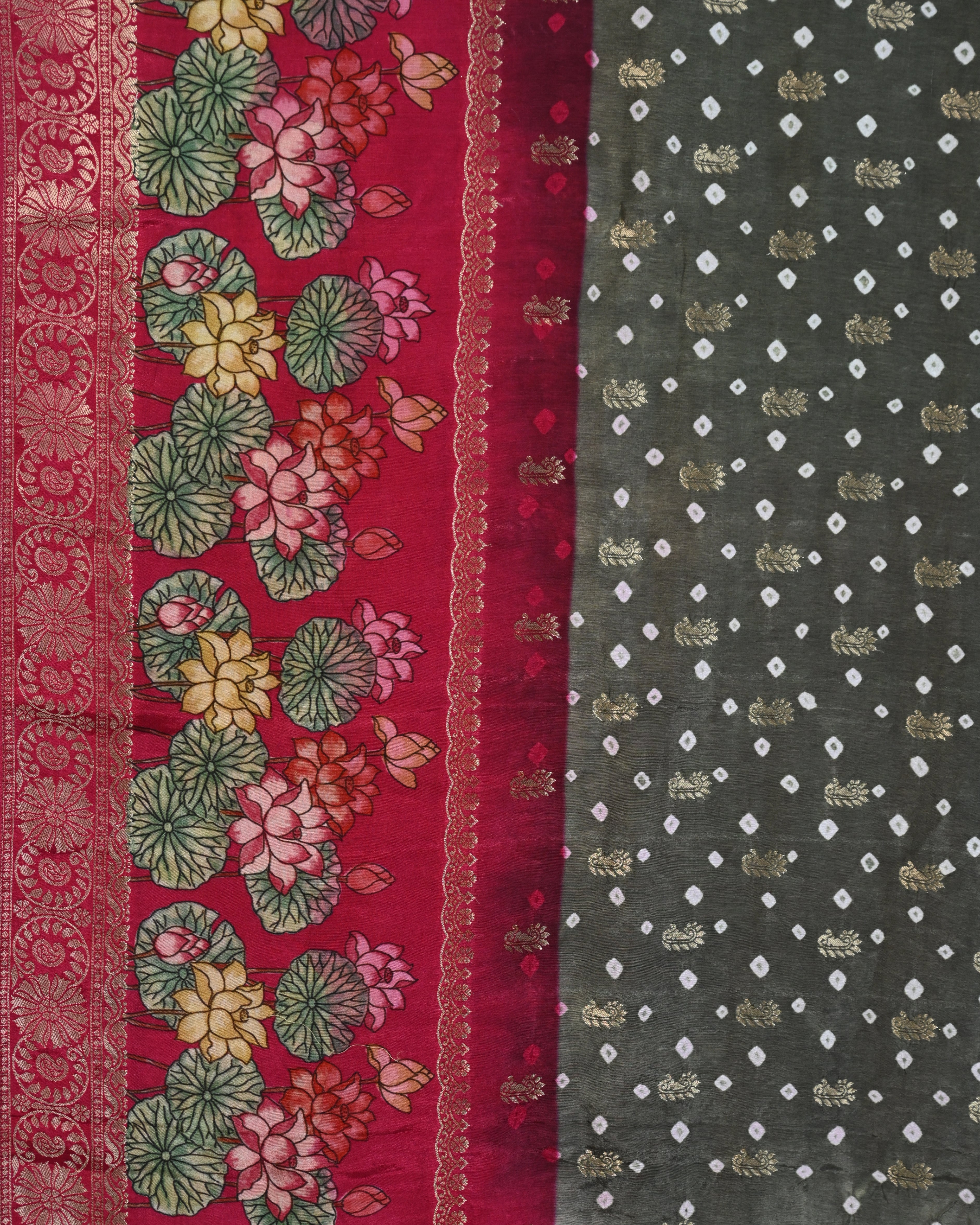 Dola Silk Grey Kalamkari Saree