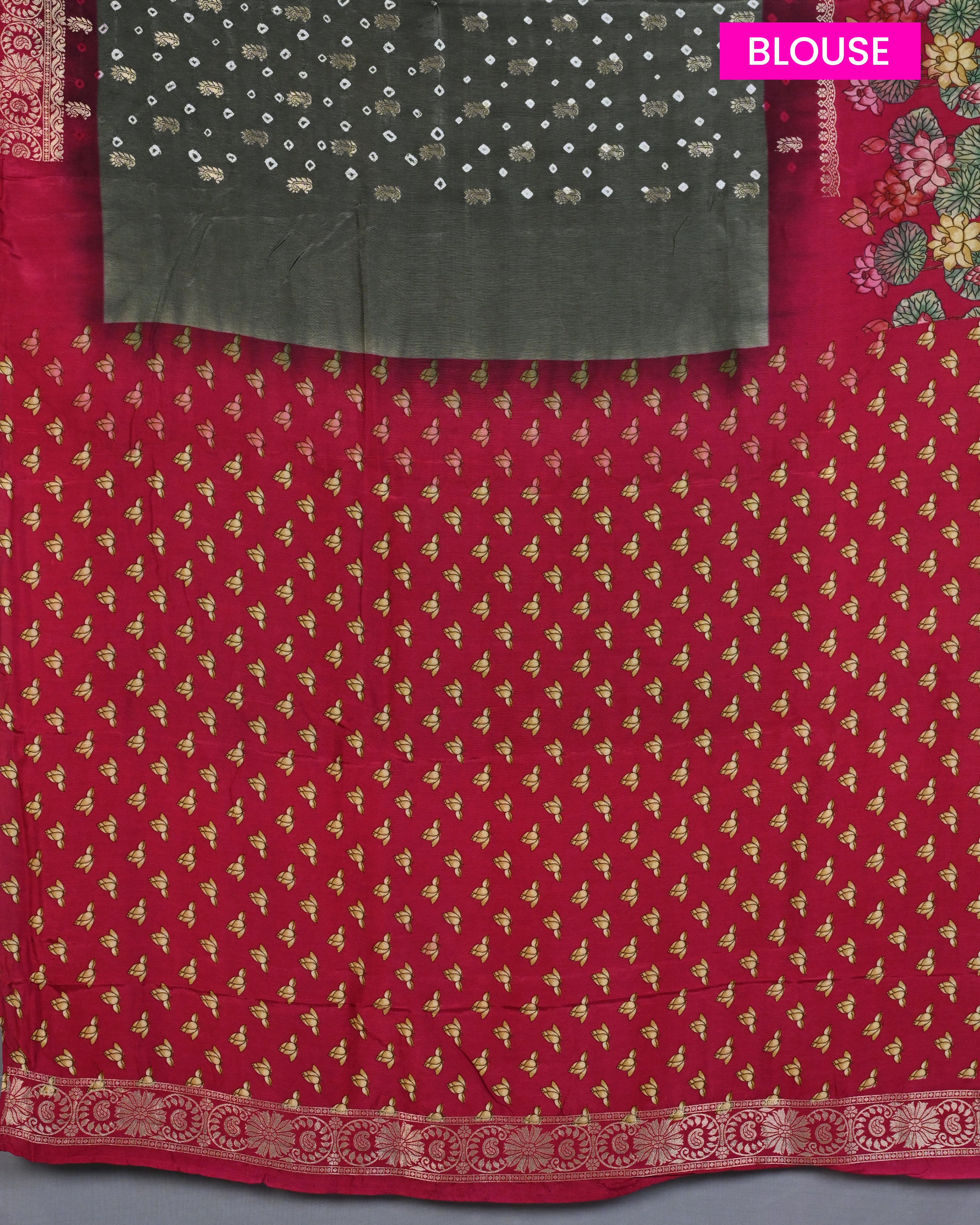 Dola Silk Grey Kalamkari Saree