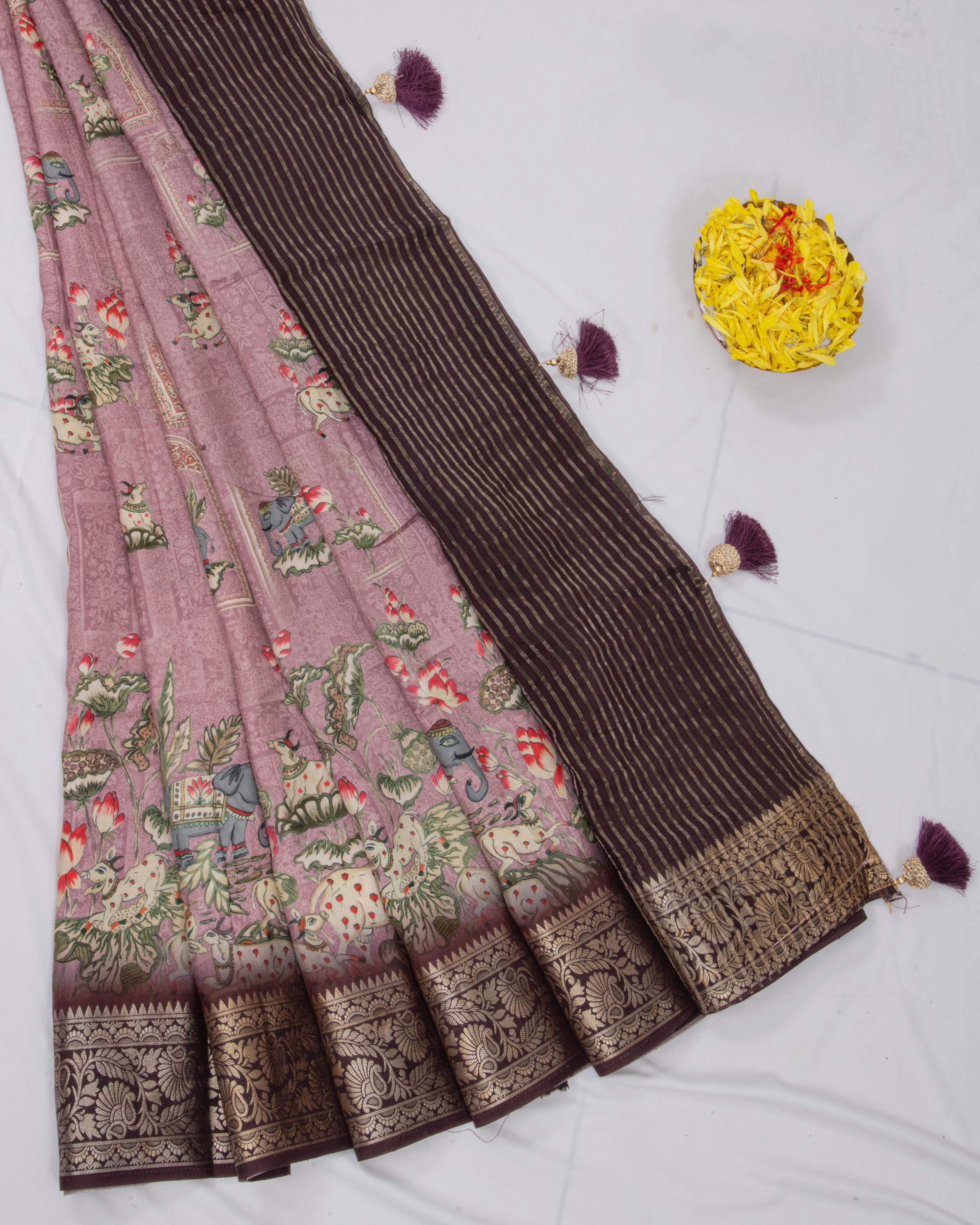 Dola Silk Light Purple Pichawi Saree