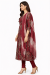 Maroon Floral 3 Piece Kurti Set