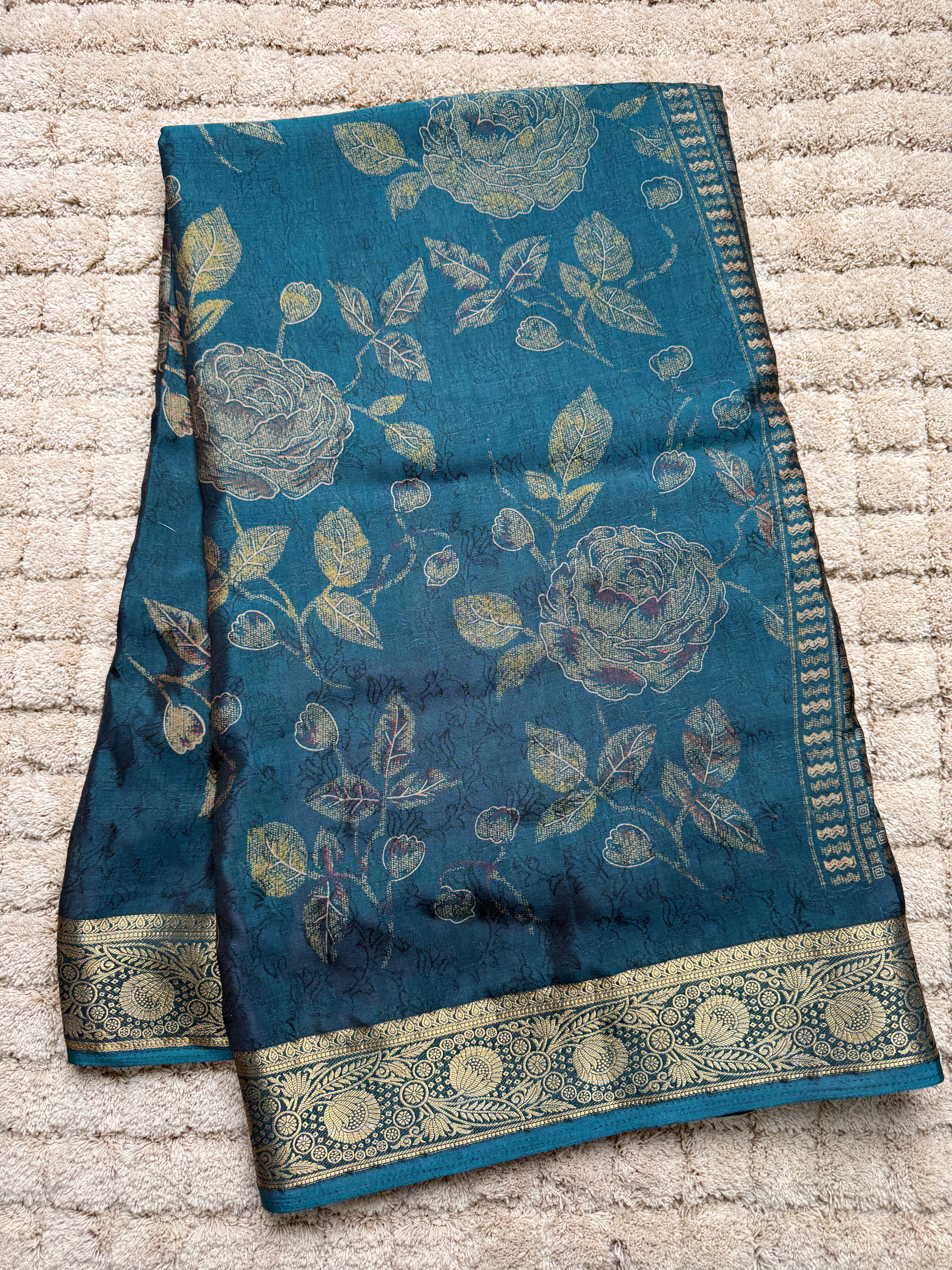 Peacock Blue Silk Saree