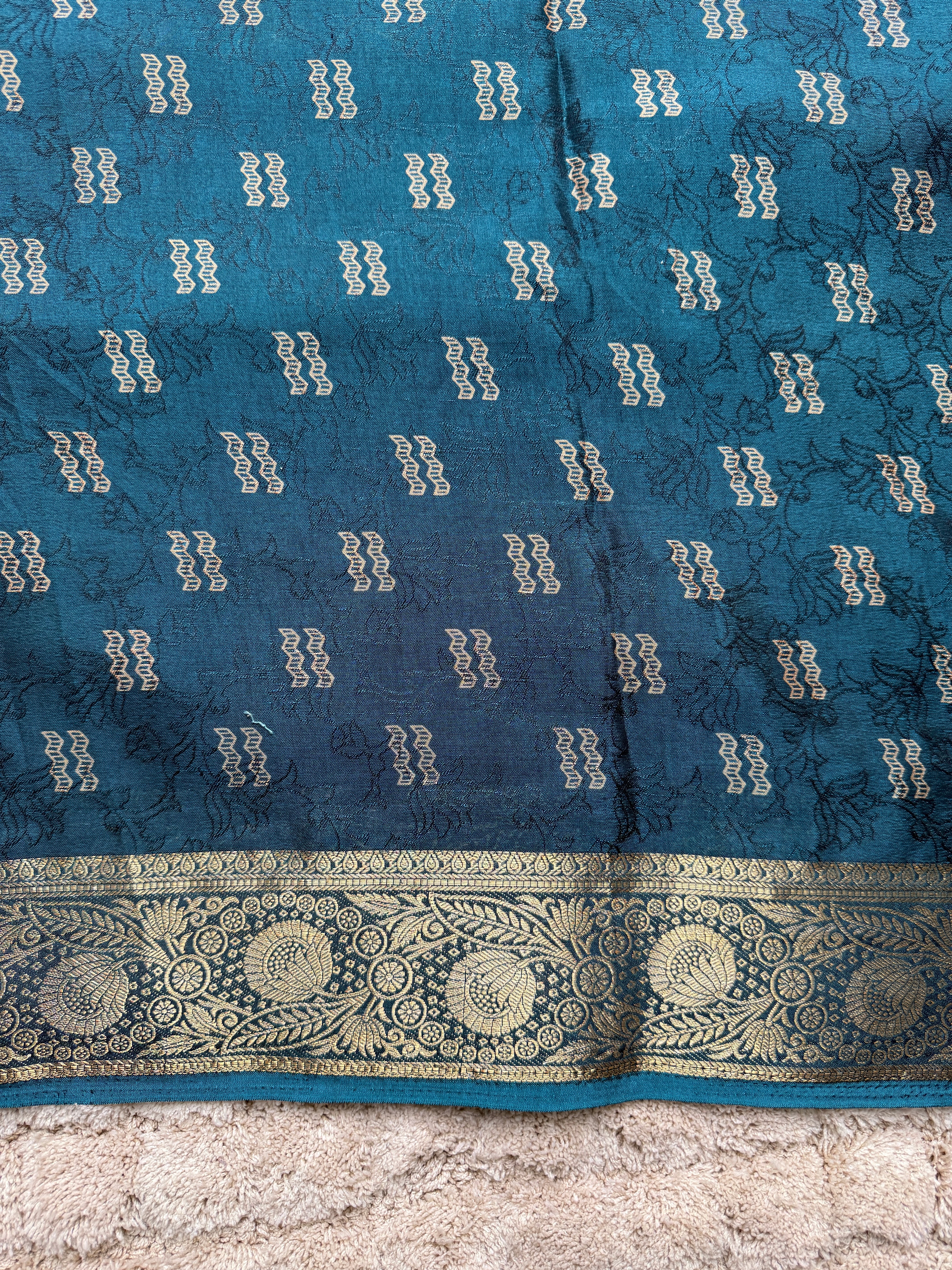 Peacock Blue Silk Saree