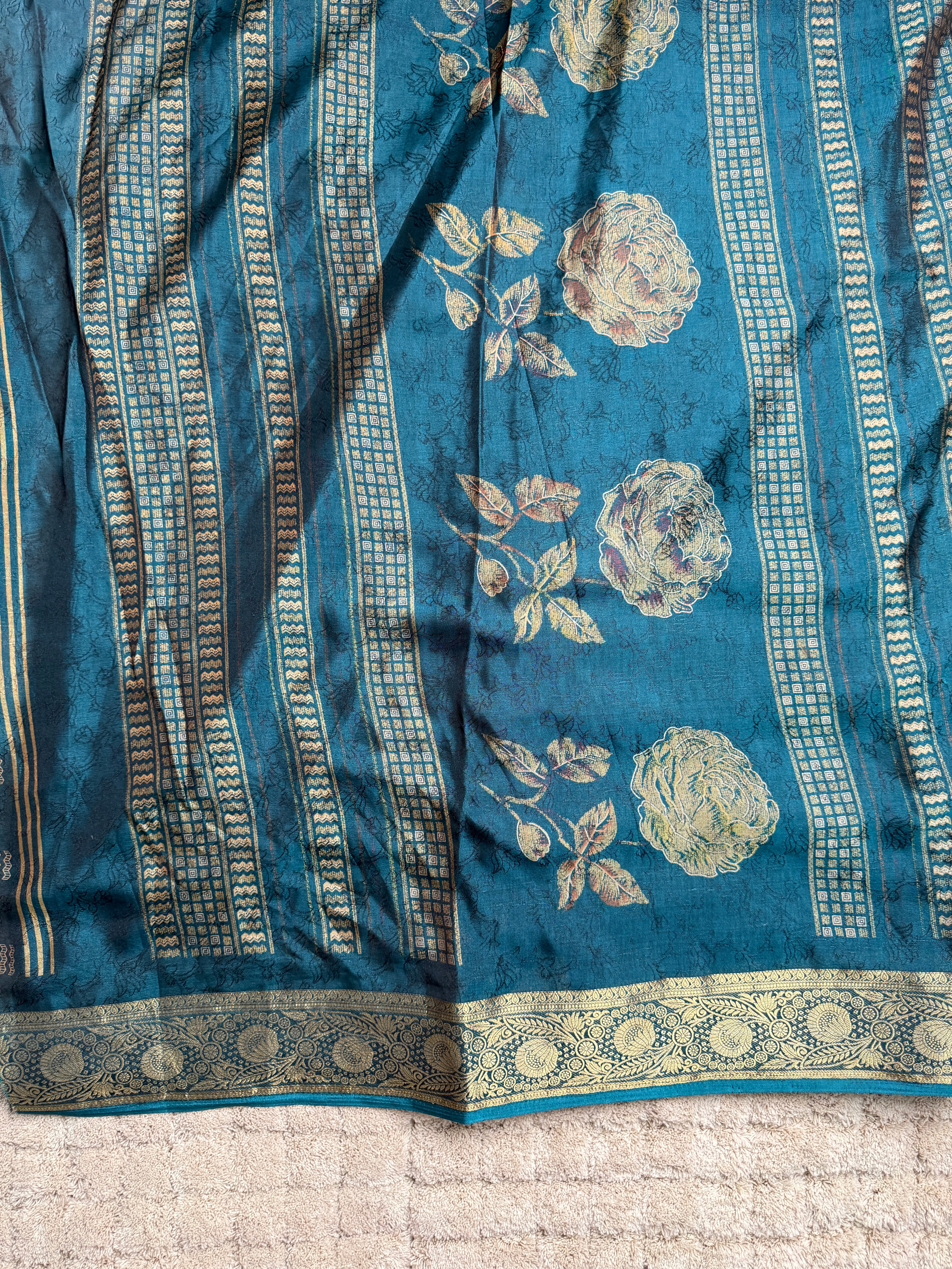 Peacock Blue Silk Saree