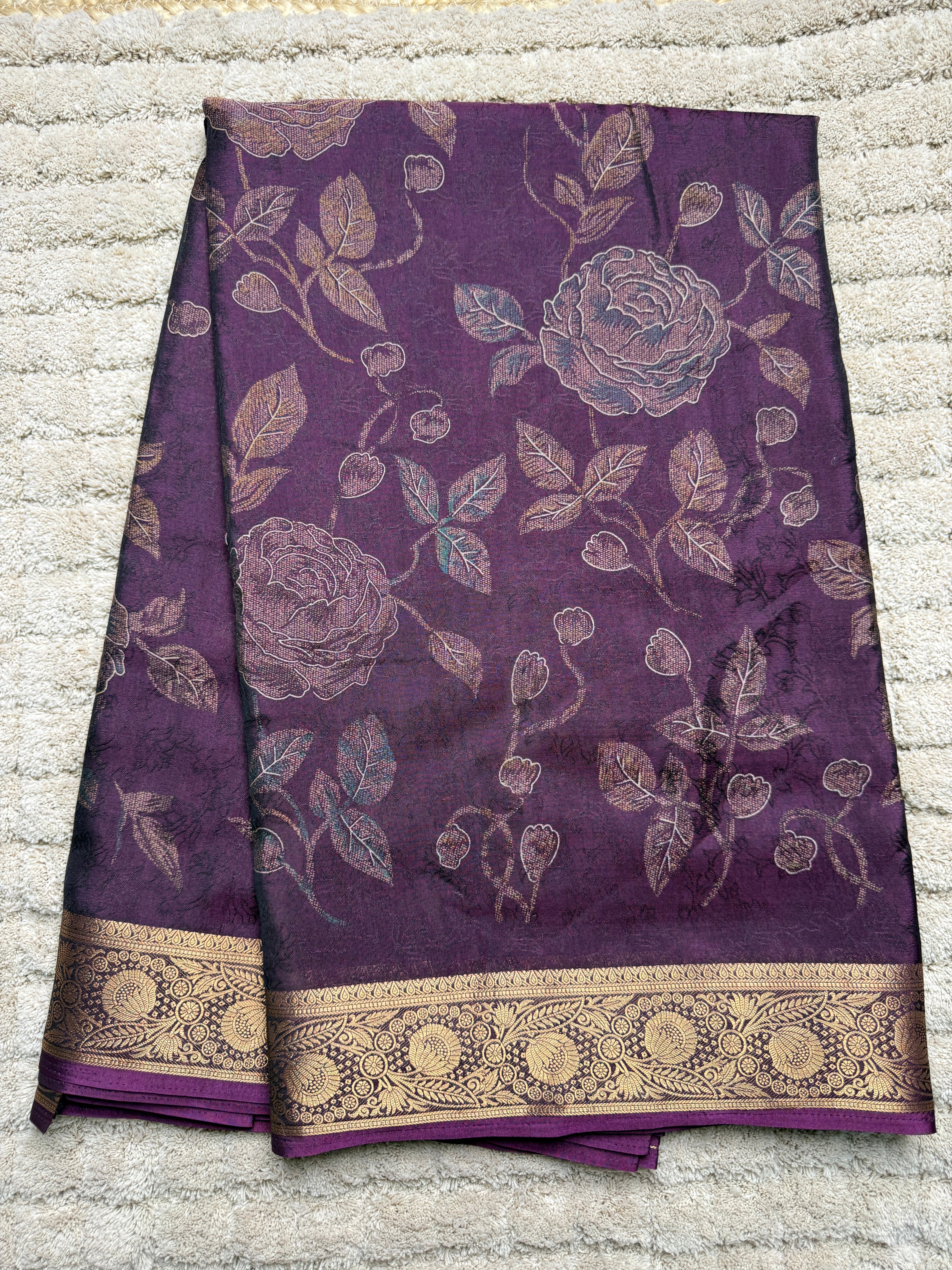 Deep Plum Purple Silk Saree