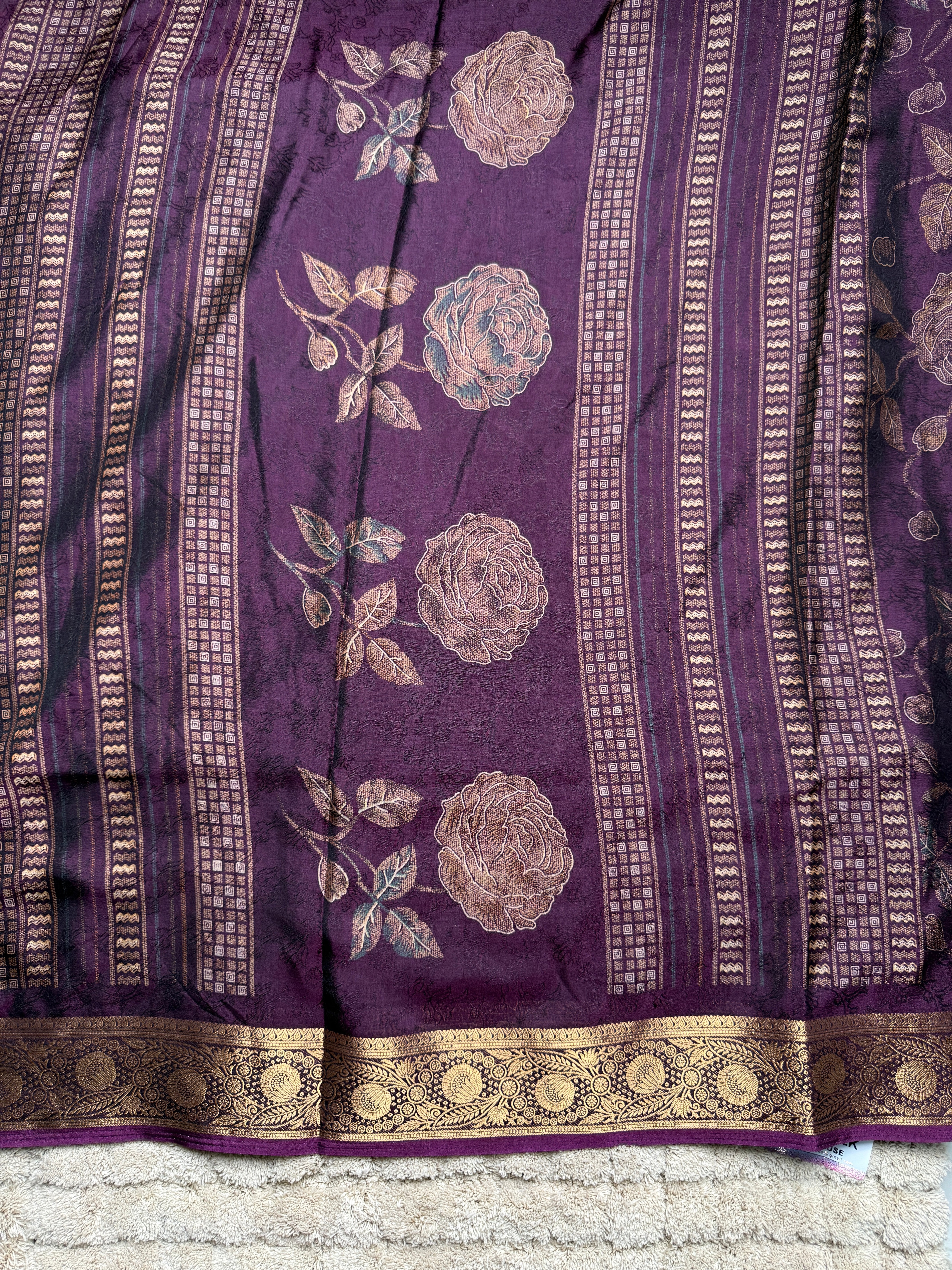 Deep Plum Purple Silk Saree