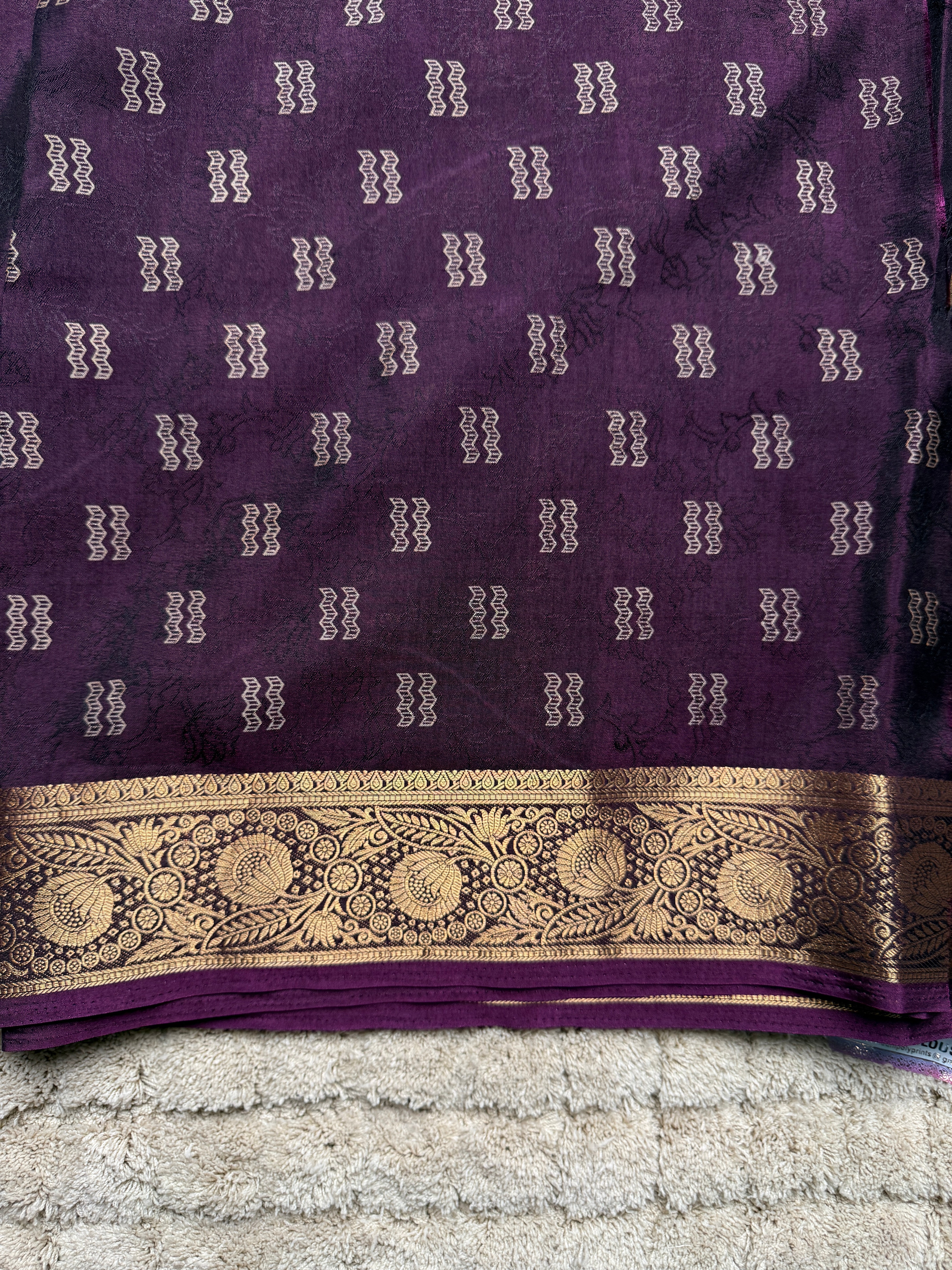 Deep Plum Purple Silk Saree