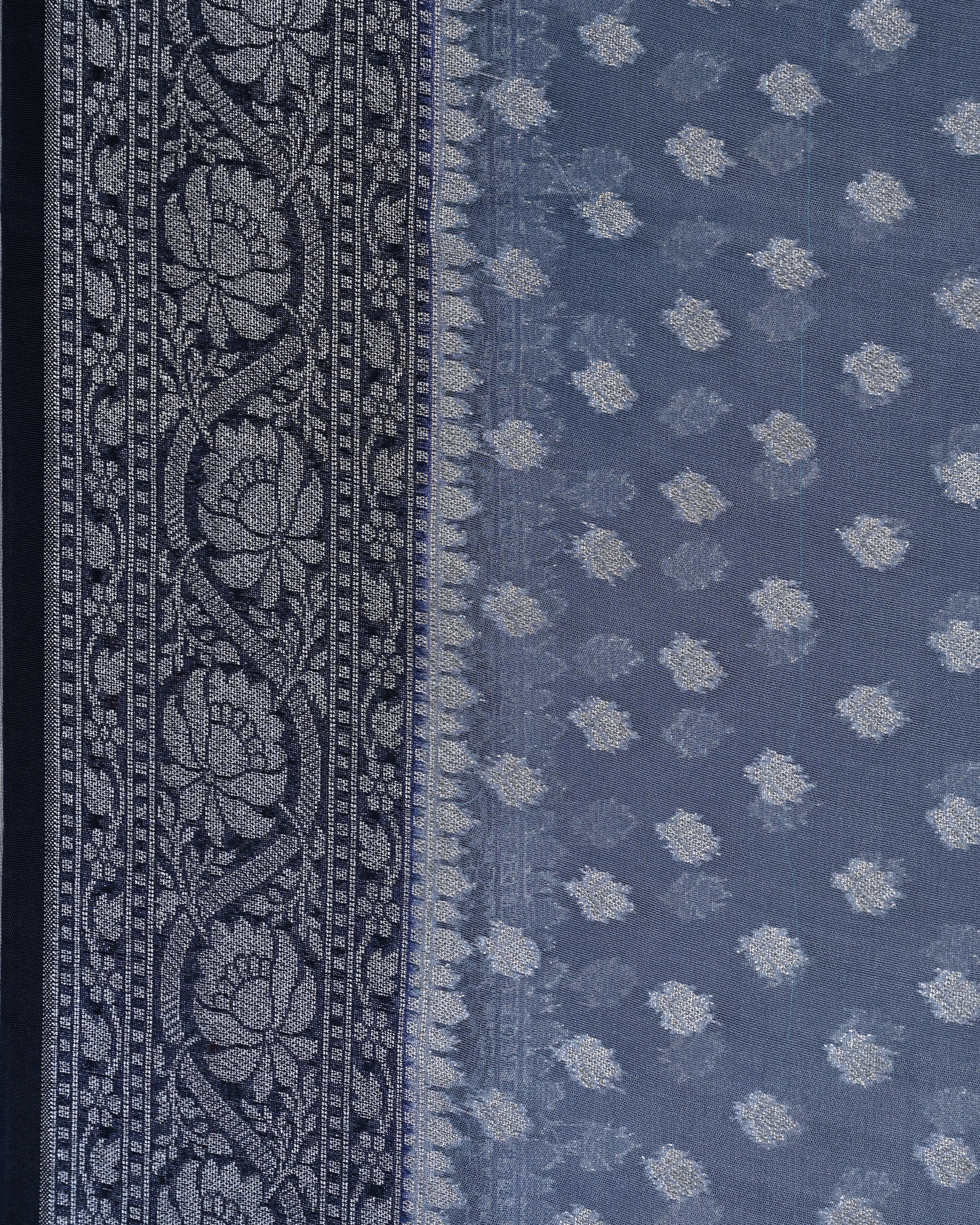 Kora Georgette Slate Blue Buta Saree