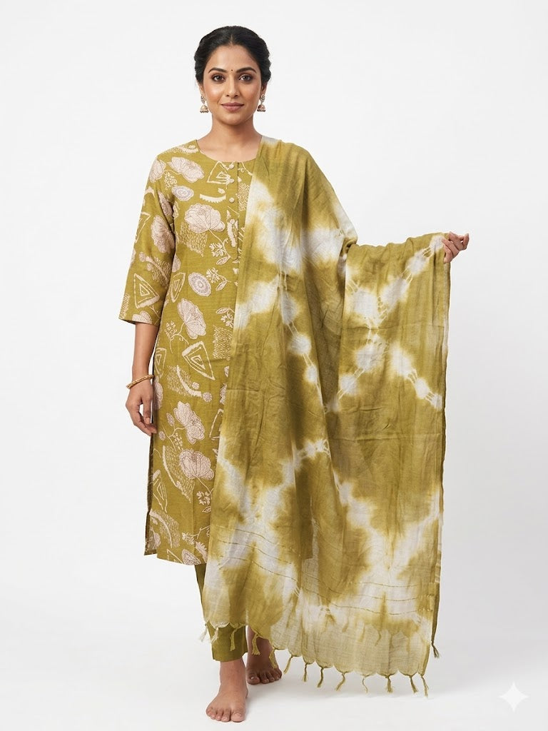 Light Moss Green 3 Piece Kurti Set