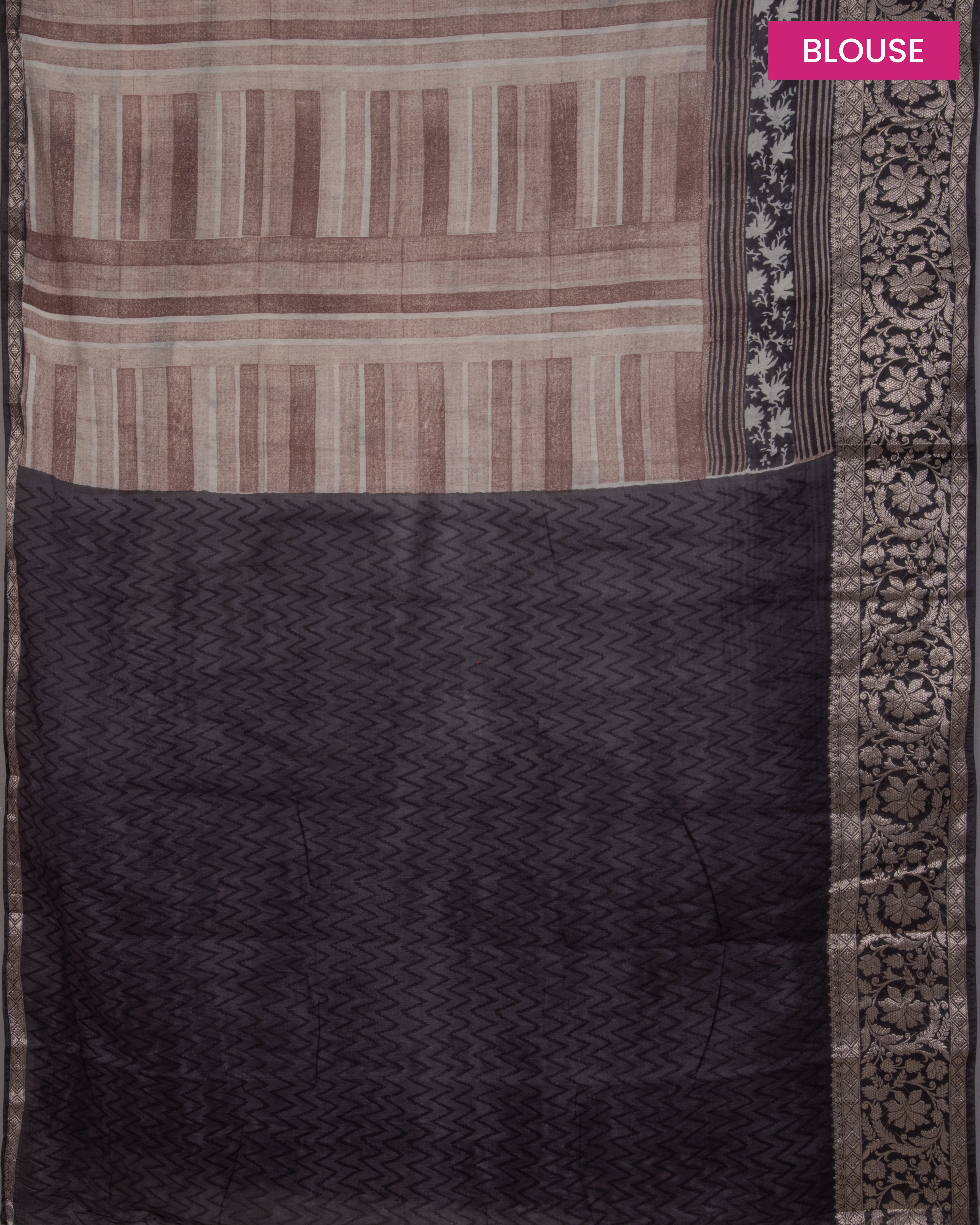 MaheswariSilkBrownGoemetricPrintSaree