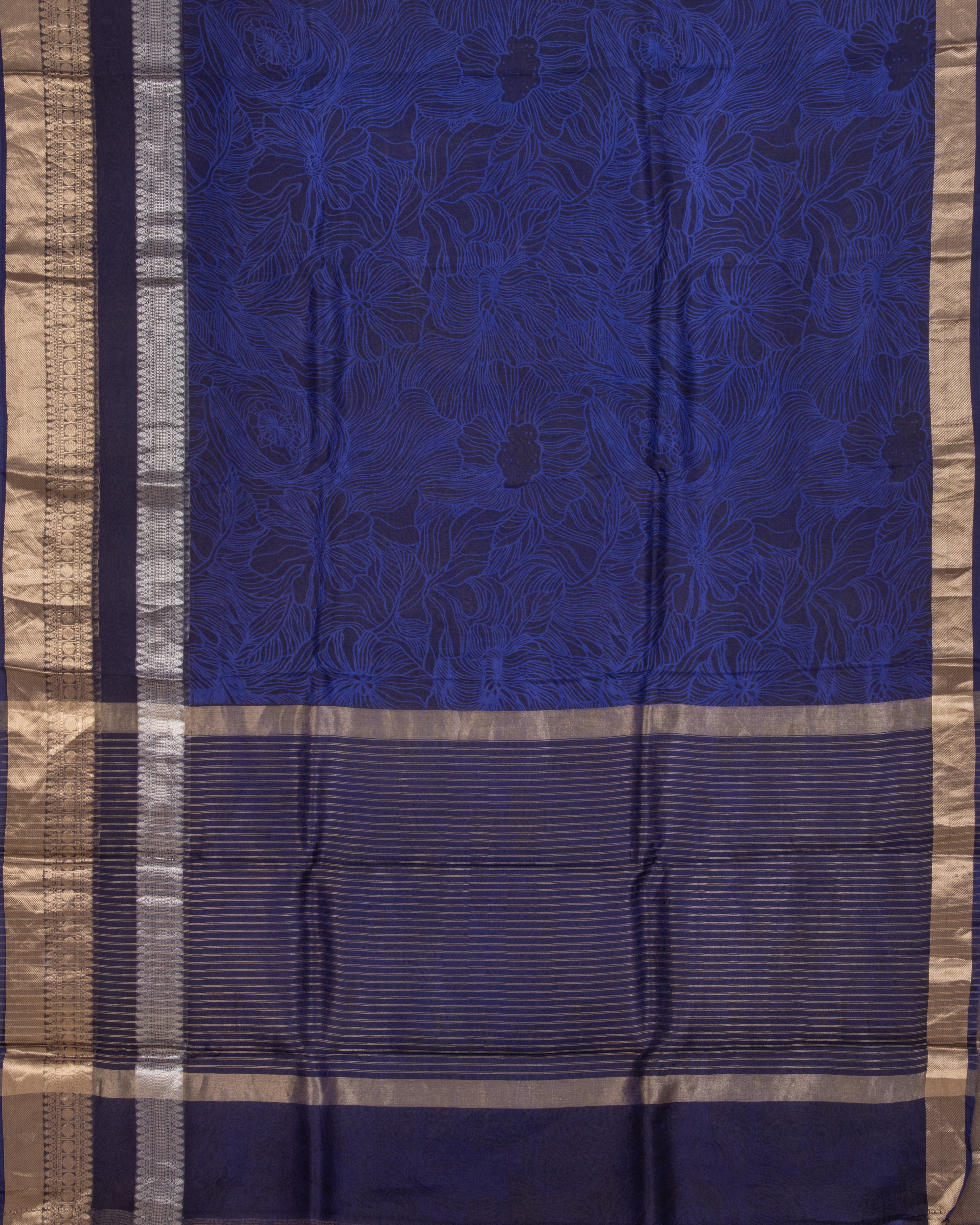 OrganzaBlueLeafPrintSaree-3