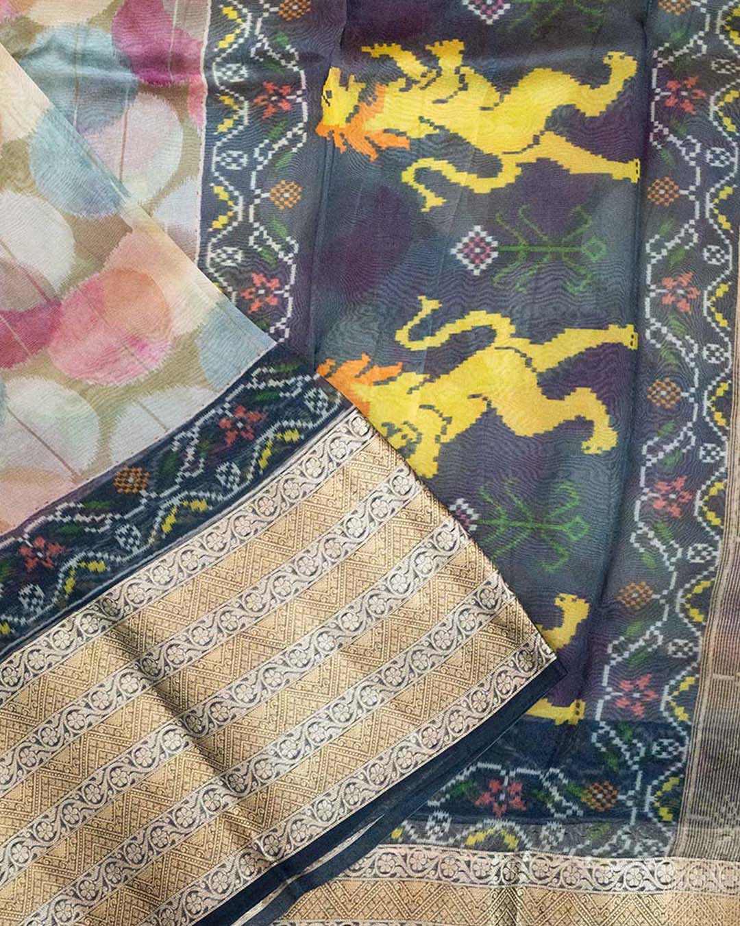 OrganzaPrintedMulticolourSaree_2