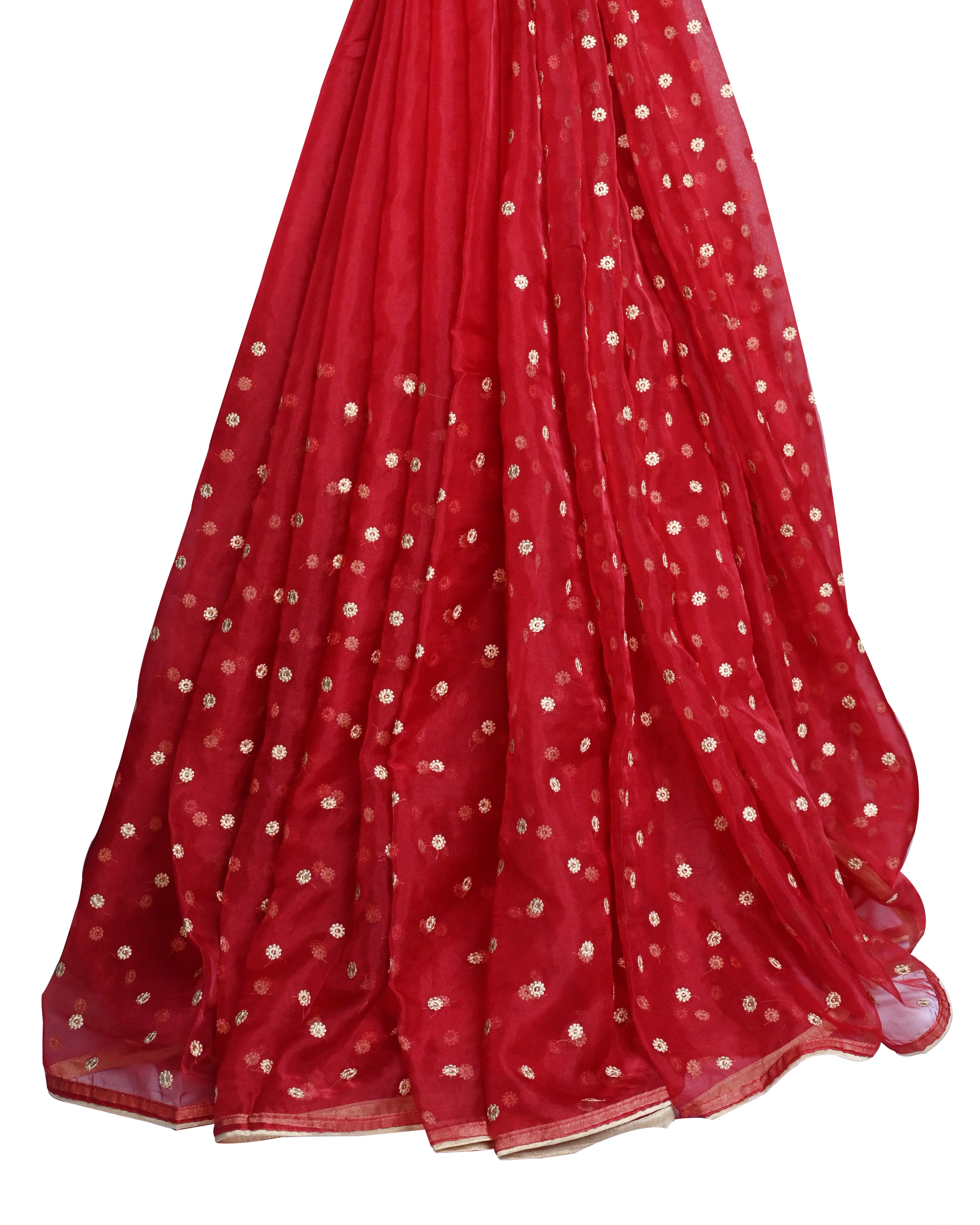 Organza Red Buta Saree