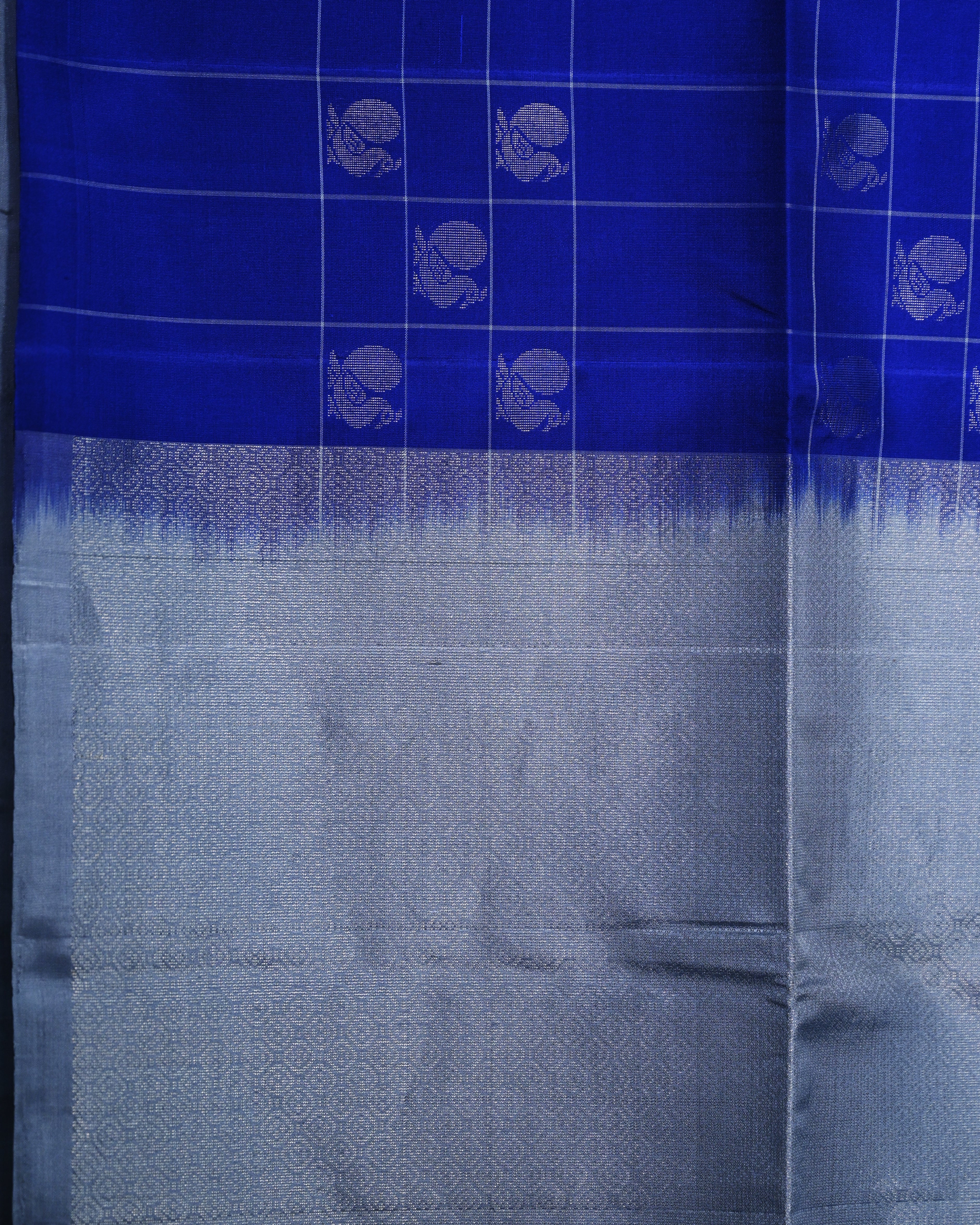 Coimbatore Soft Silk Royal Blue Checks Saree