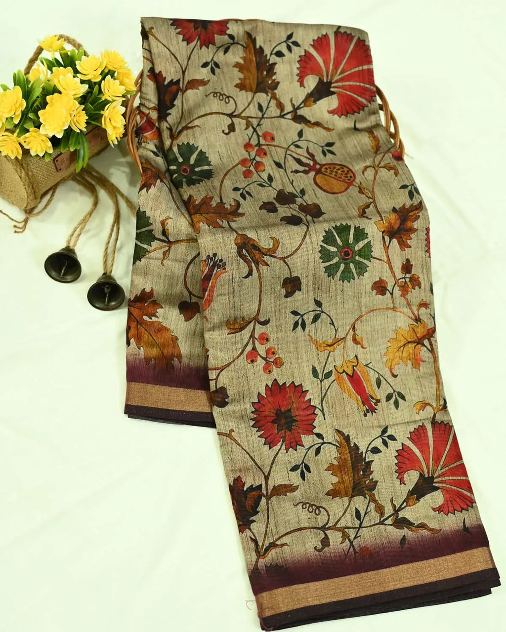 Chanderi Floral Print Saree - Main Page