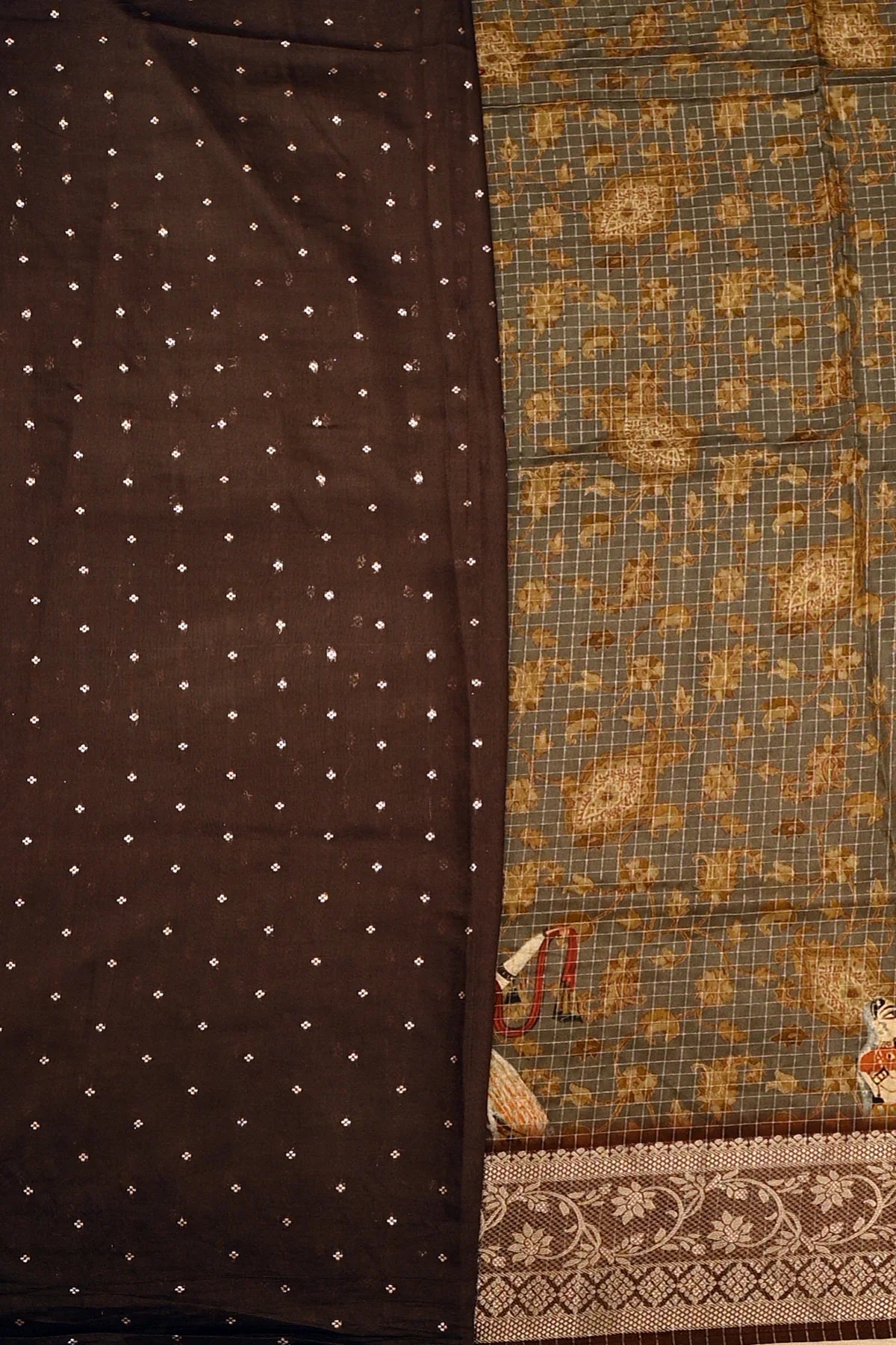 Abudhai Crepe Dusty Grey Saree - Blouse