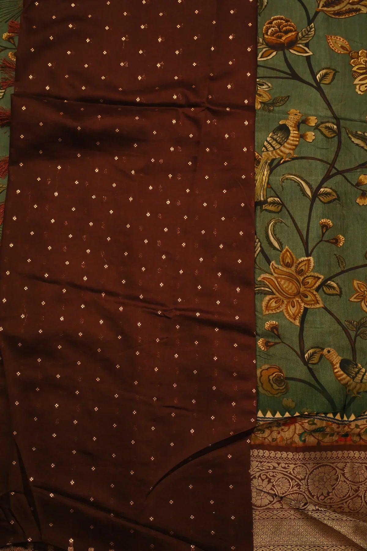 Abudhai Crepe Limed Ash Saree - Blouse