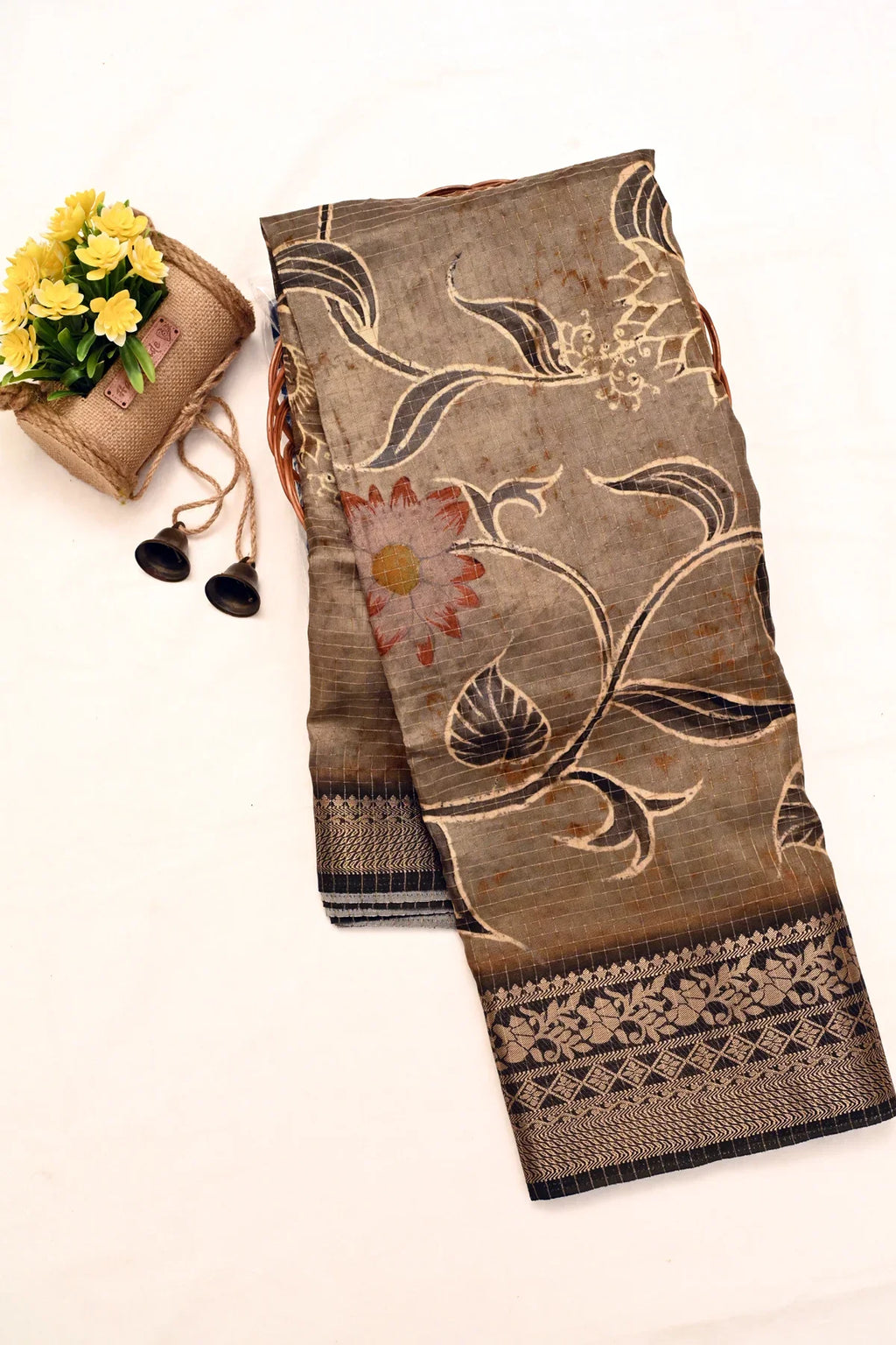 Abudhai Crepe Rosy Brown Saree-MainPage