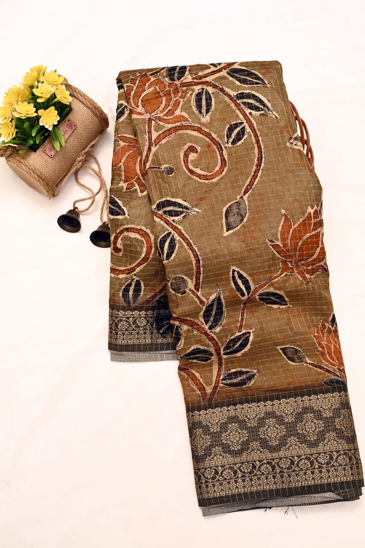 Abudhai Crepe Sandrift Color Saree-Main Page