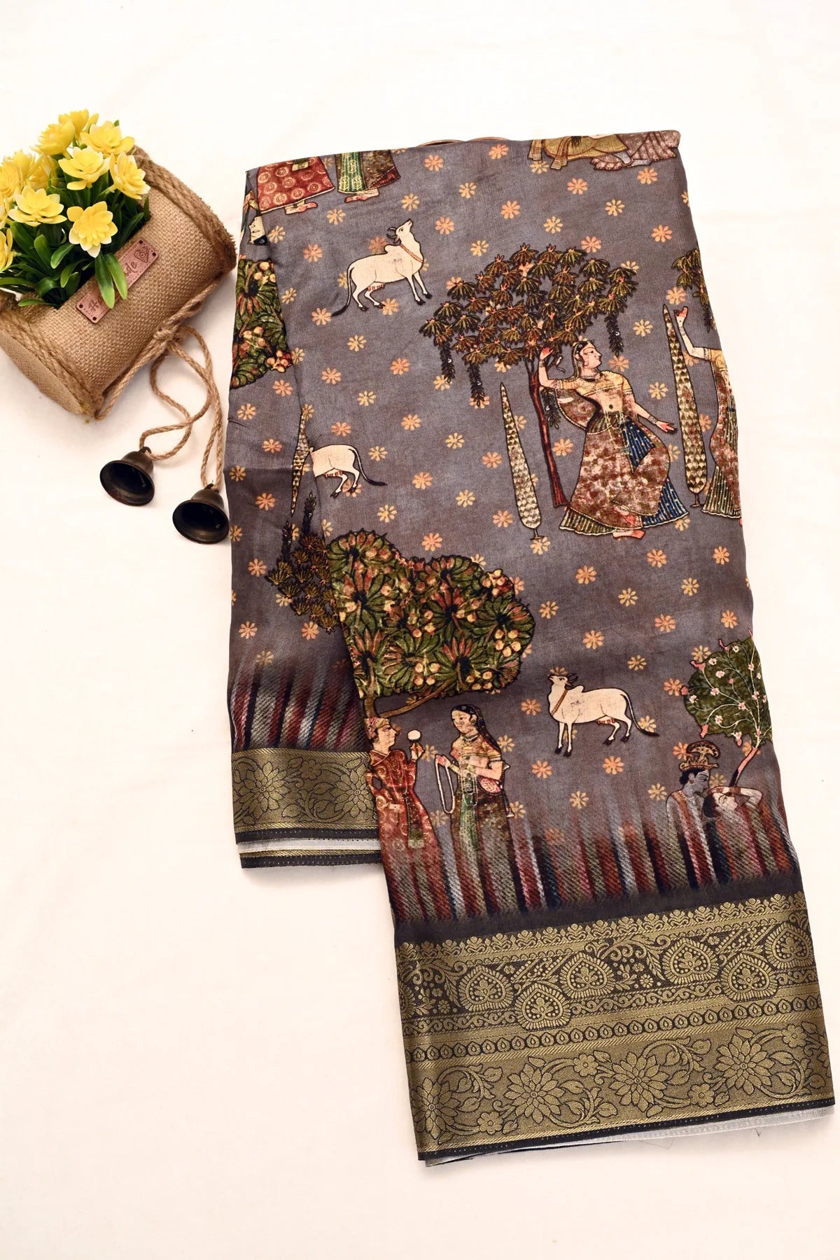 Abudhai Crepe Mountbatten Pink Saree-Main Page