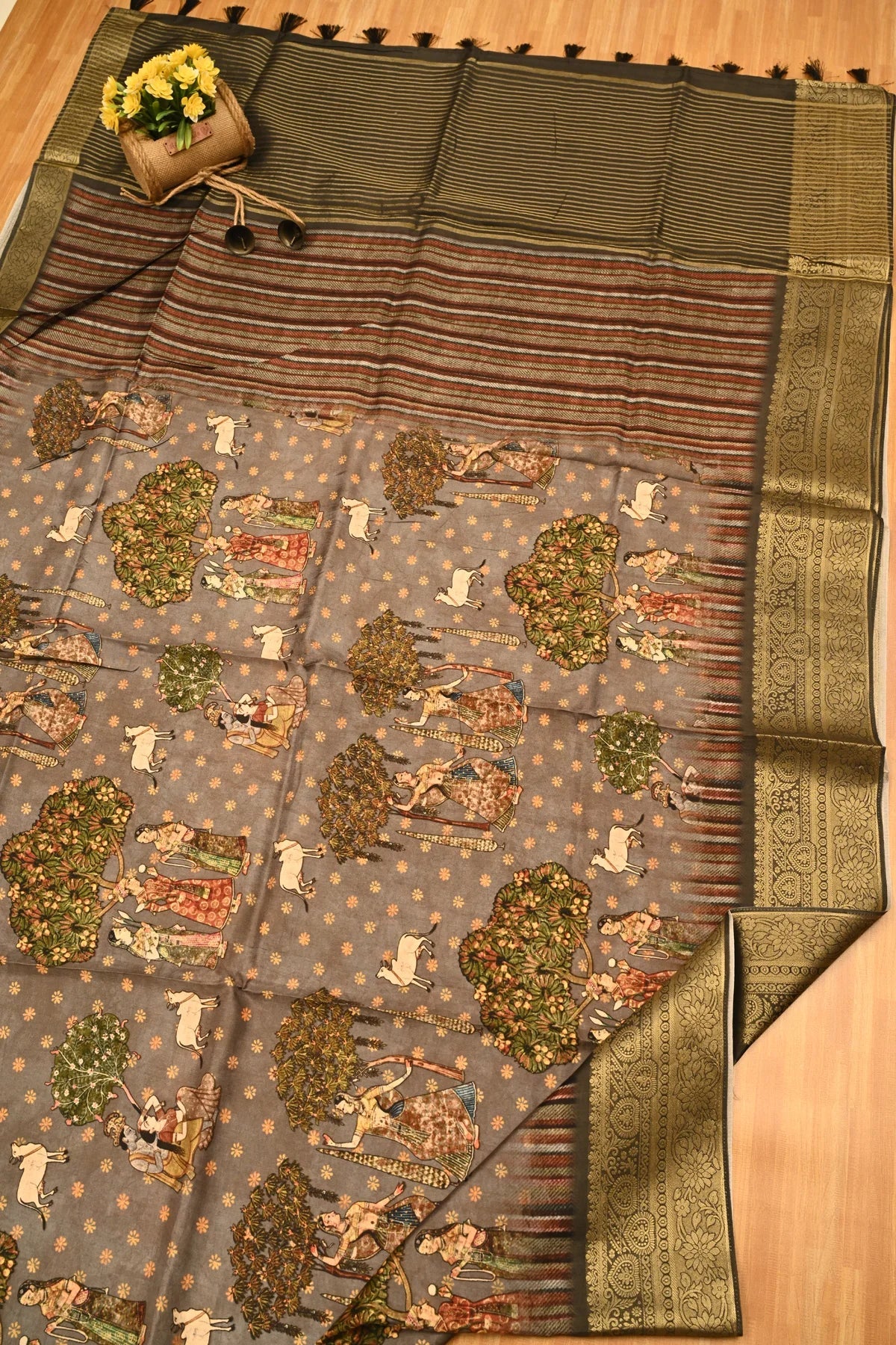 Abudhai Crepe Mountbatten Pink Saree-Saree and Pallu