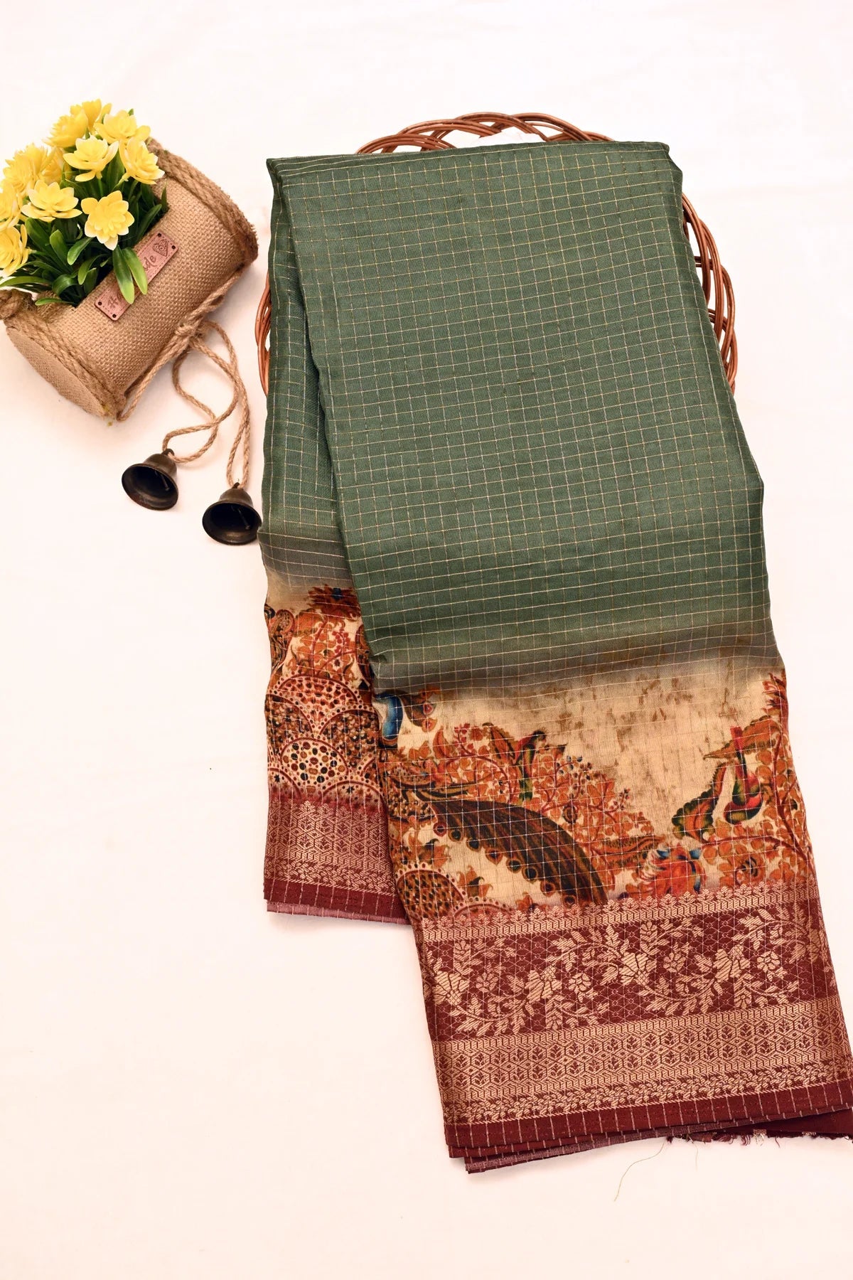 Abudhai Crepe Light Green Saree-Main Image