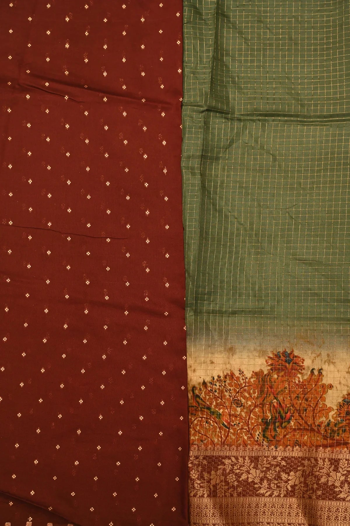 Abudhai Crepe Light Green Saree-Blouse