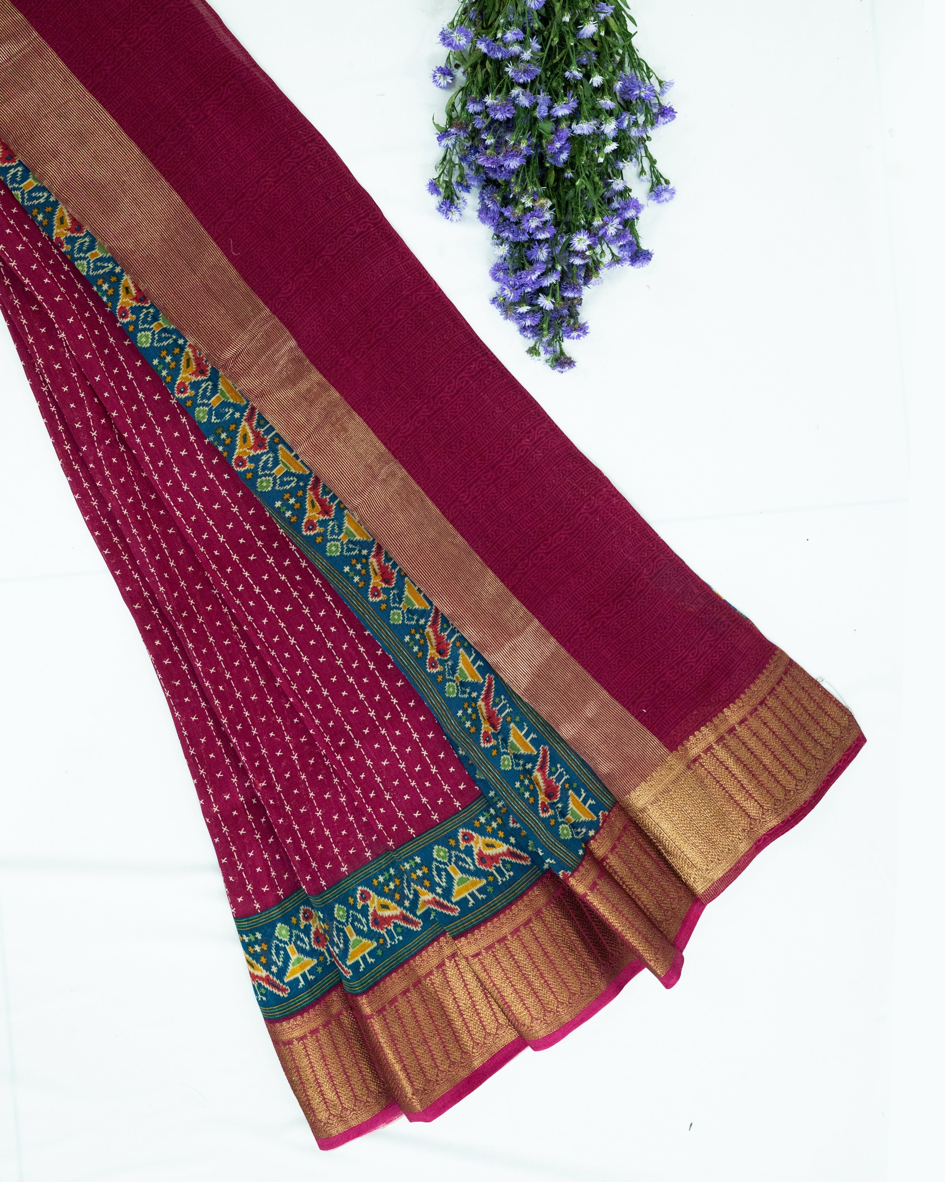 SachiparPrintDarkPinkStripeSaree