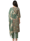 Sage green Floral 3 Piece Kurti Set