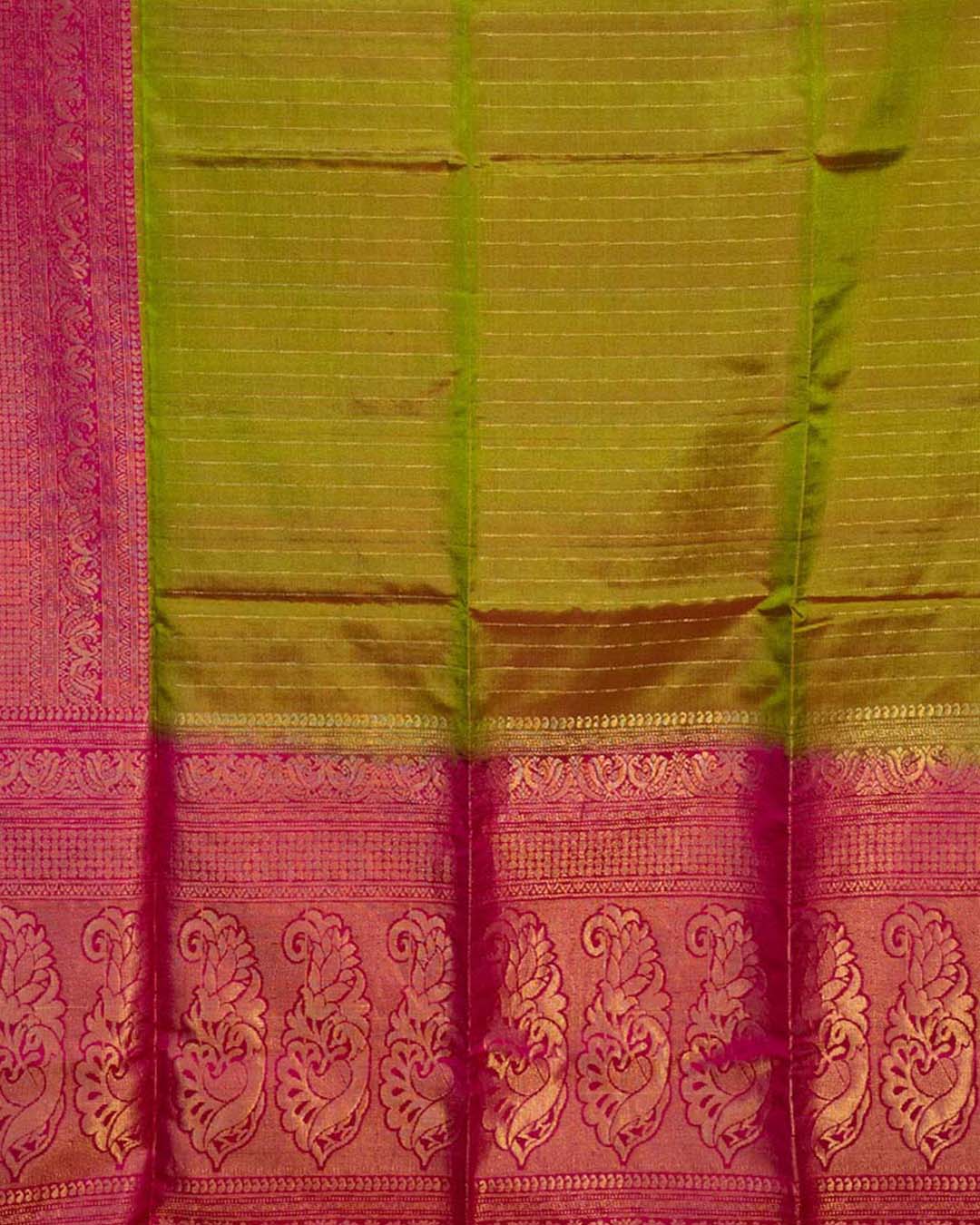 SoftSilkGreenStripeSaree