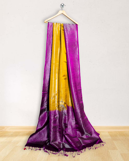 SoftSilkSilverZariYellowSaree