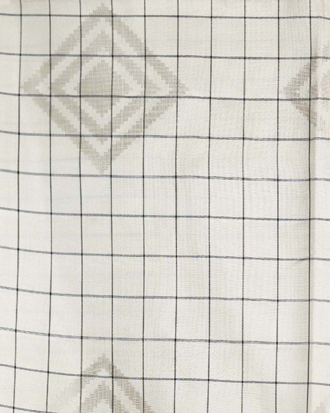 Soft Silk White Checks saree - SiriSilks