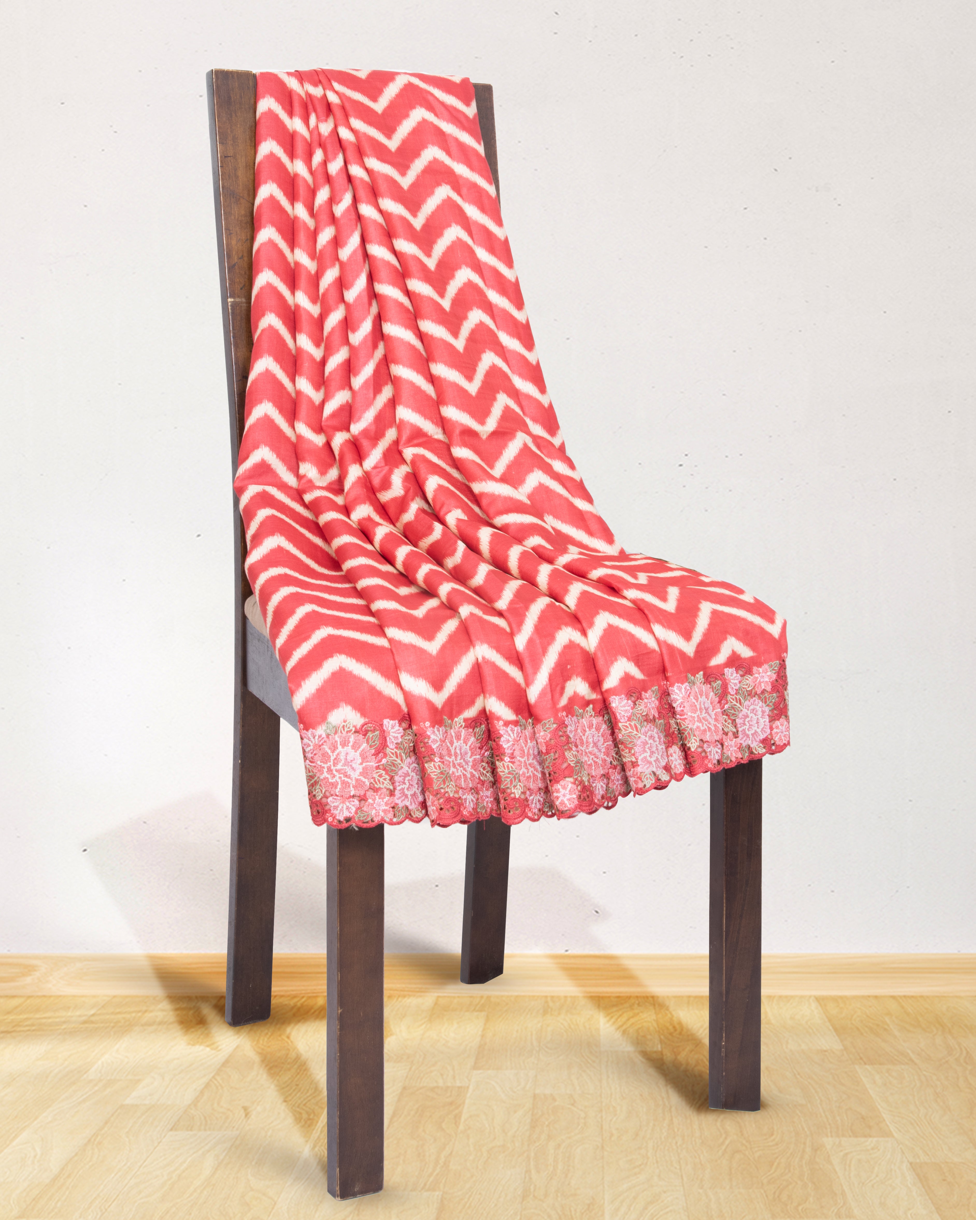 Tussar-Tomato-Red-Zig-Zag-Line-Saree