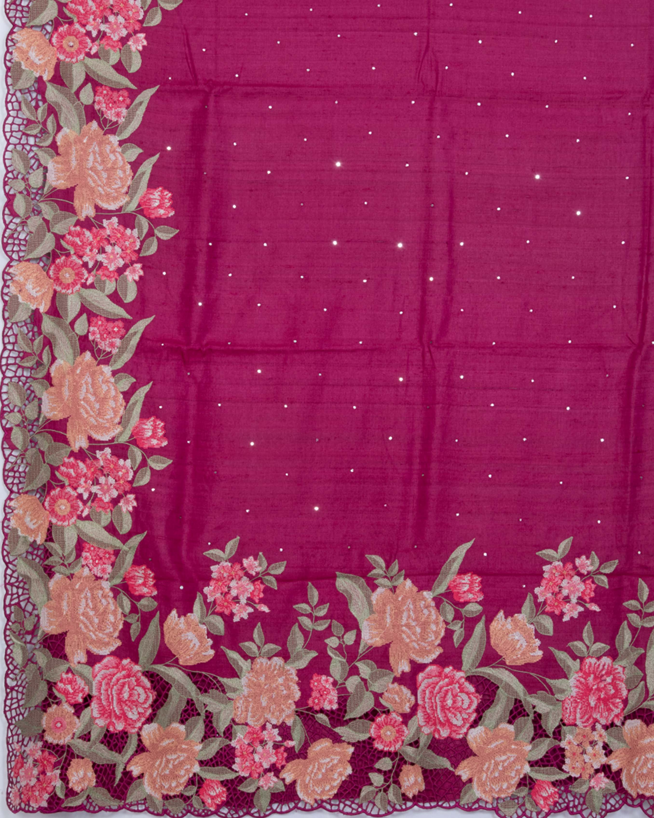 TussarMagentaPannaEmbroiderySaree2
