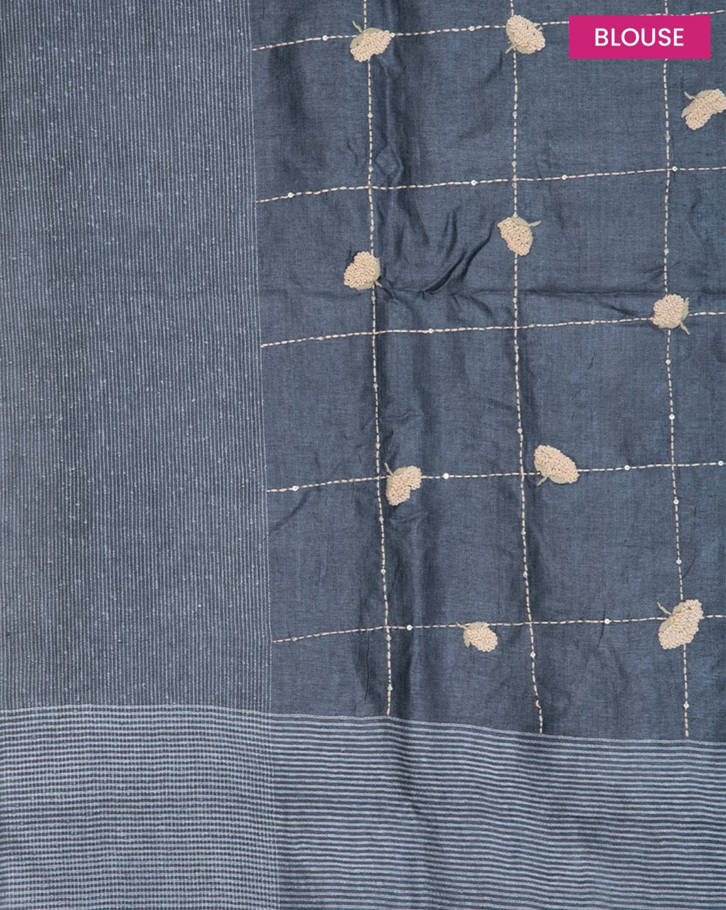 TussarSlateGreyChecksSareeGroup54Large