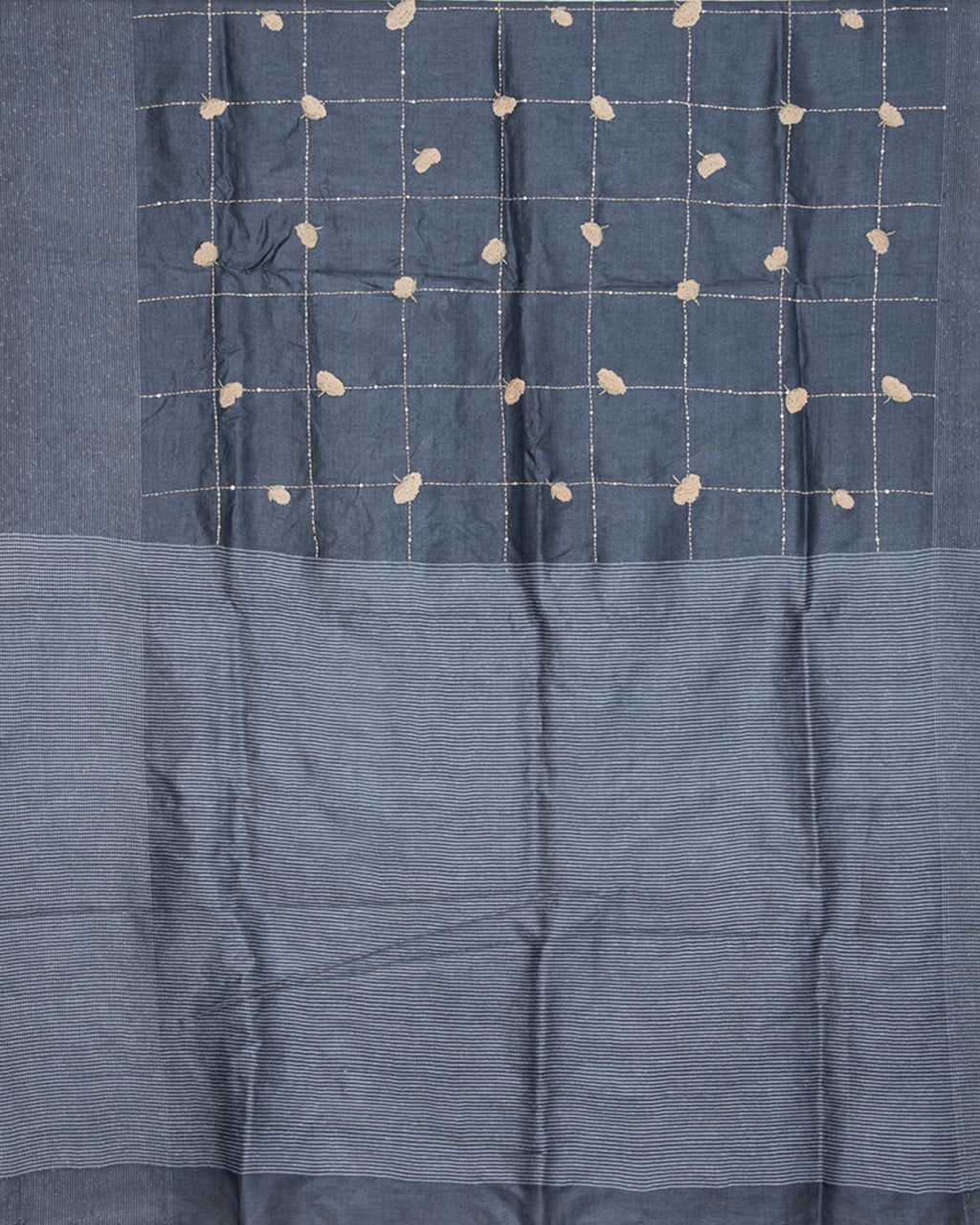 TussarSlateGreyChecksSareeTS005_2Large