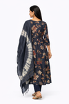 Navy Blue Floral 3 Piece Kurti Set