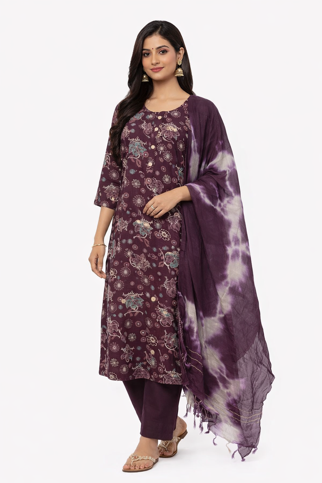 Purple  3 Piece Kurti Set