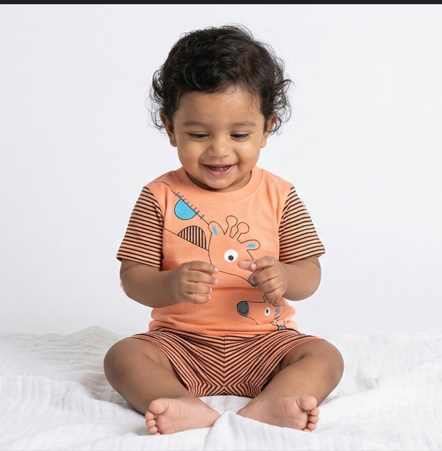 Orange Boys RIB Neck Set