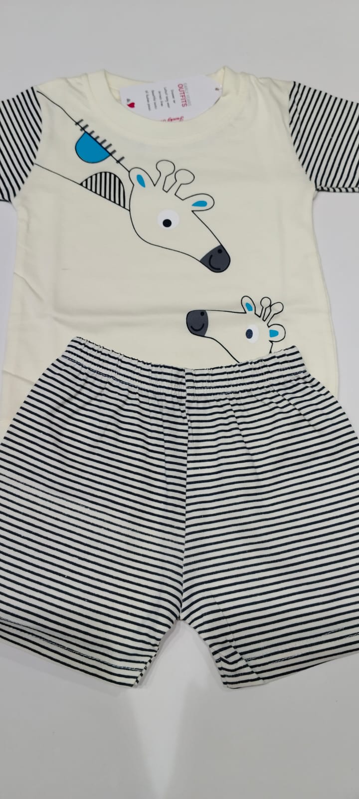 Soft cream Boys RIB Neck Set
