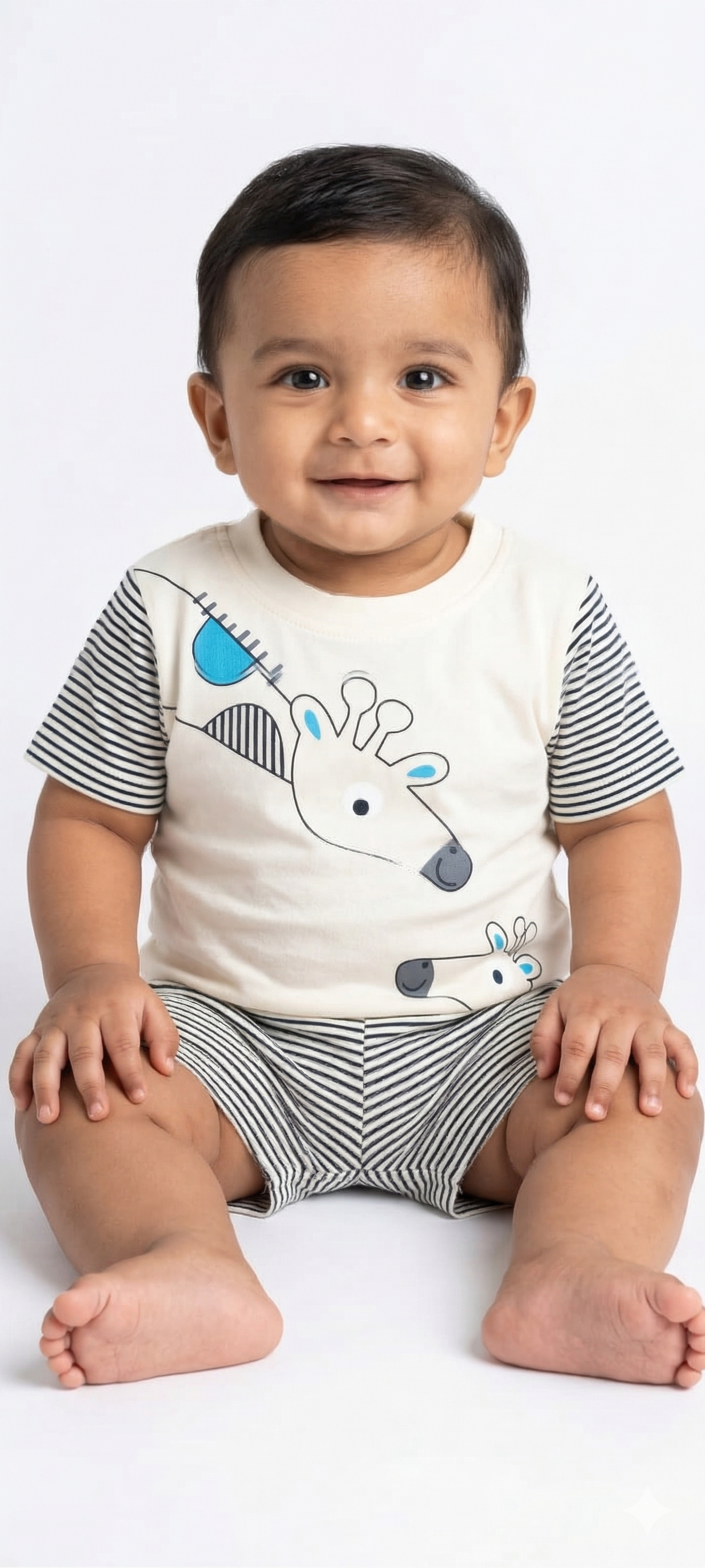 Soft cream Boys RIB Neck Set